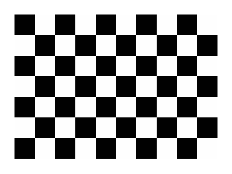 Projected checkerboard pattern with a white border