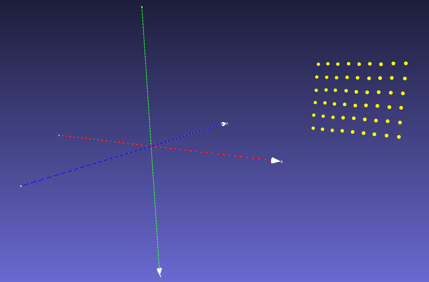 Measured checkerboard corners in Kinect depth-camera coordinates